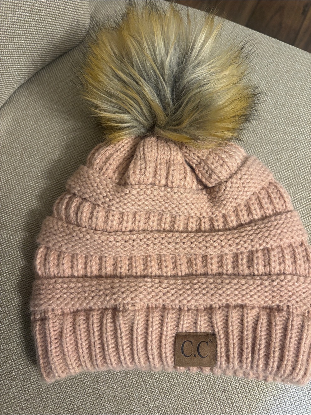 C.C Pink Knit Pom Beanie
